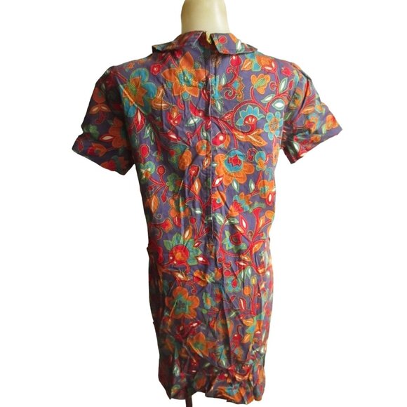 Vintage Housedress 1960's Dress MCM 8 Medium 50's Handmade Chore Pockets Zipback - Picture 7 of 9
